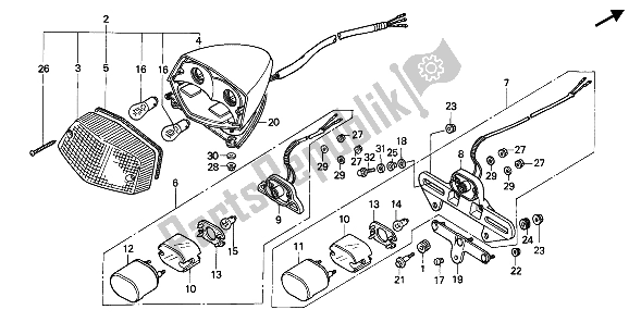 All parts for the Taillight of the Honda VT 600C 1993