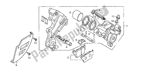 Alle onderdelen voor de Achter Remklauw van de Honda NX 650 1997