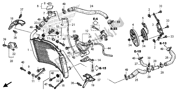 Alle onderdelen voor de Radiator van de Honda CBR 600 RA 2013