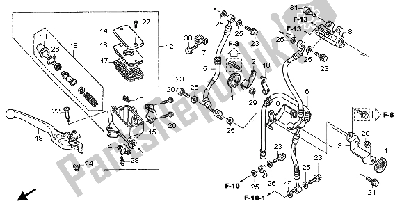 All parts for the Fr. Brake Master Cylinder of the Honda NT 700V 2006