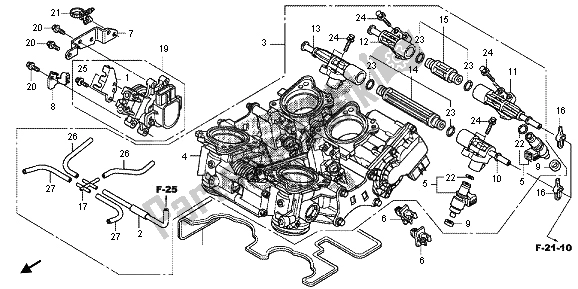 All parts for the Throttle Body of the Honda VFR 1200X 2012