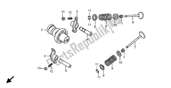 Todas las partes para árbol De Levas Y Válvula de Honda SH 125R 2010