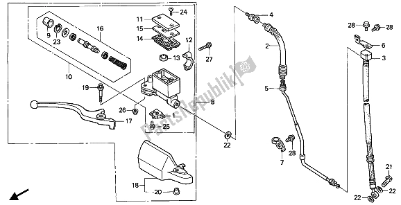 Alle onderdelen voor de Fr. Hoofdremcilinder van de Honda NX 650 1992