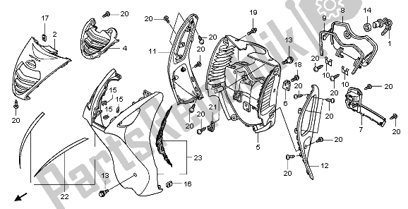 All parts for the Front Cover of the Honda PES 125R 2009