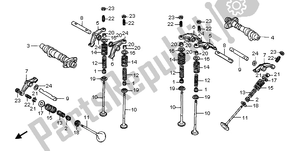 Todas las partes para árbol De Levas Y Válvula de Honda VT 600C 1995