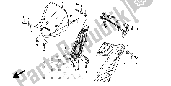 All parts for the Front Cowl of the Honda NC 700 SD 2012