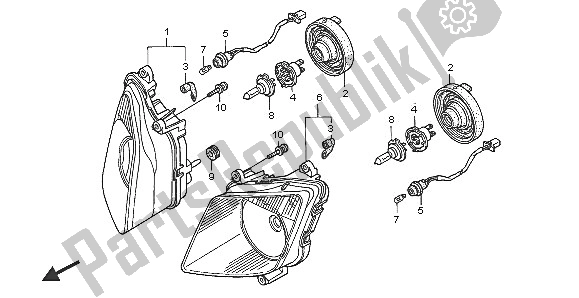 Tutte le parti per il Faro (uk) del Honda VTR 1000 SP 2005