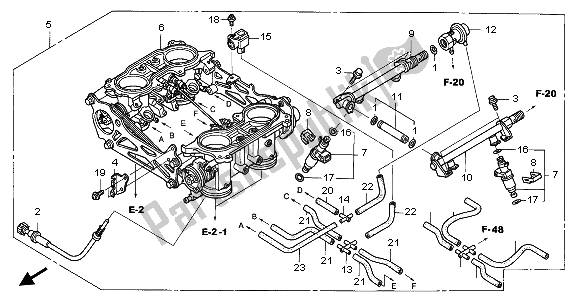 All parts for the Throttle Body (assy.) of the Honda ST 1300 2002