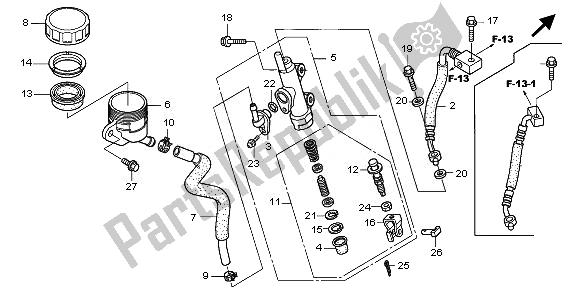 Todas las partes para Rr. Cilindro Maestro Del Freno de Honda NT 700V 2010