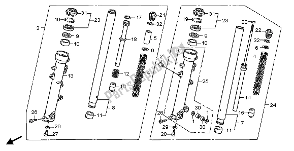 All parts for the Front Fork of the Honda XL 1000 VA 2007
