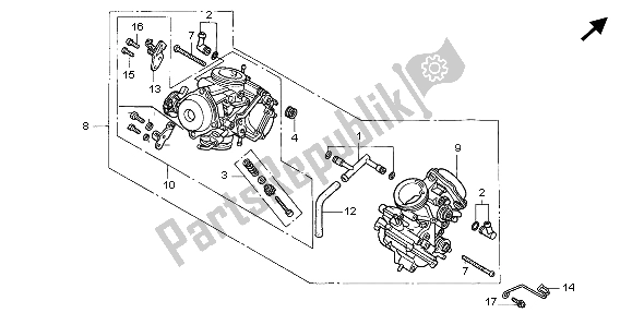 Alle onderdelen voor de Carburateur (assy.) van de Honda VT 1100C3 1999