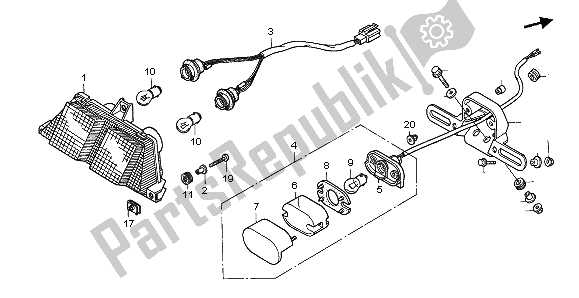 All parts for the Taillight of the Honda RVF 750R 1996