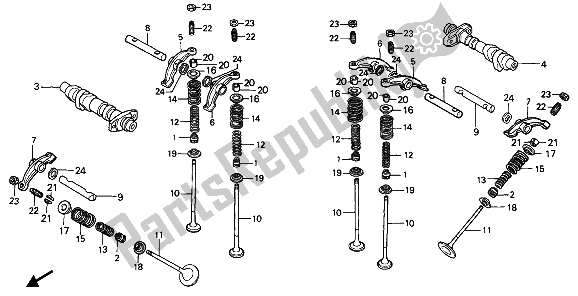 All parts for the Camshaft & Valve of the Honda NTV 650 1988