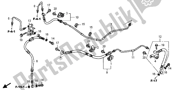 All parts for the Rear Brake Pipe of the Honda FJS 600A 2012