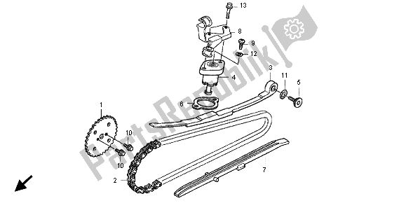 All parts for the Cam Chain & Tensioner of the Honda SH 150 2012