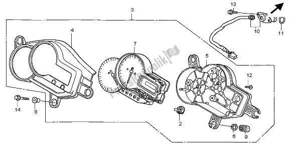 All parts for the Meter (mph) of the Honda VTR 1000F 2006