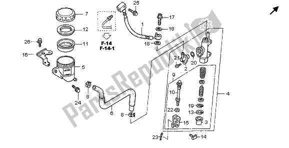 All parts for the Rr. Brake Master Cylinder of the Honda VFR 800A 2006