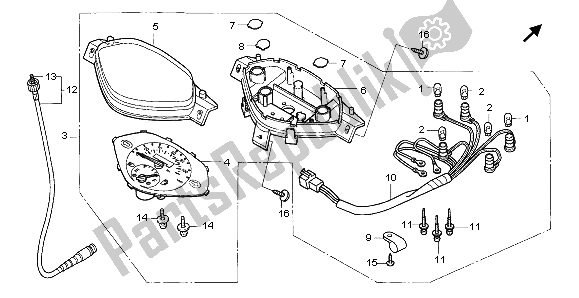 All parts for the Meter (mph) of the Honda SCV 100F 2007
