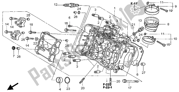 Tutte le parti per il Testata (anteriore) del Honda VFR 800 2002