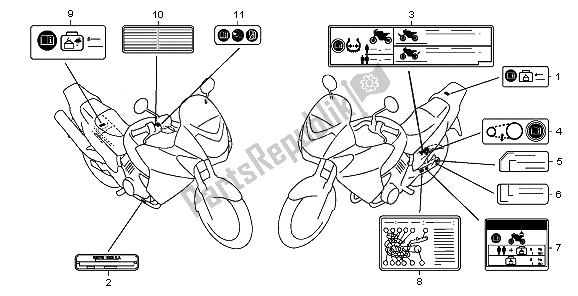 Tutte le parti per il Etichetta Di Avvertenza del Honda XL 125V 2011