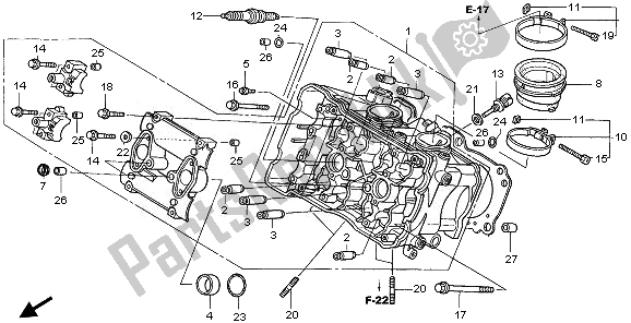 Alle onderdelen voor de Cilinderkop (voorzijde) van de Honda VFR 800A 2008