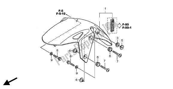 All parts for the Front Fender of the Honda CBR 250 RA 2011