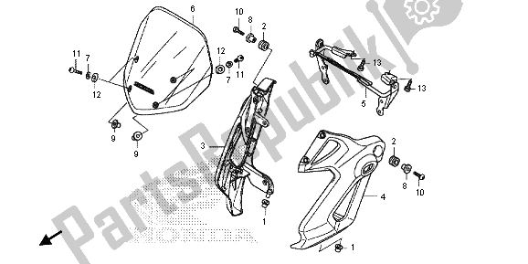 All parts for the Front Cowl of the Honda NC 700 SD 2013