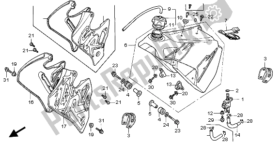 All parts for the Fuel Tank of the Honda CR 250R 1996