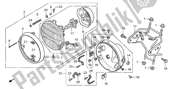 Alle onderdelen voor de Koplamp (uk) van de Honda CBF 600 NA 2006