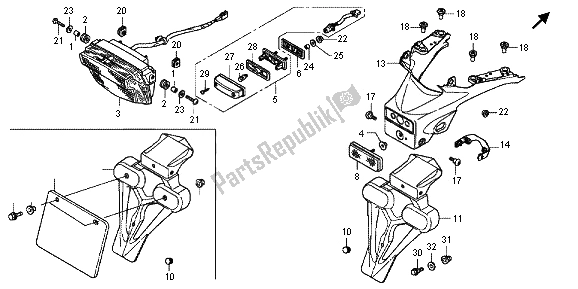 Tutte le parti per il Fanale Posteriore del Honda VFR 800X 2012