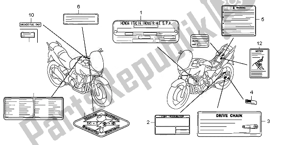 All parts for the Caution Label of the Honda CBF 600N 2008