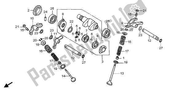 All parts for the Casmshaft & Valve of the Honda XR 650R 2002