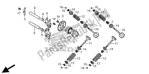 Todas as partes de árvore De Cames E Válvula do Honda SH 300 RA 2013