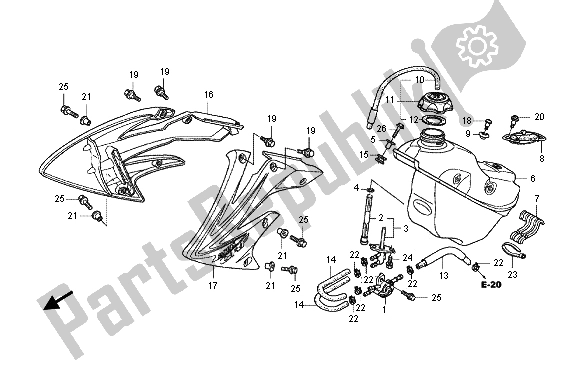 Alle onderdelen voor de Benzinetank van de Honda CRF 250X 2012