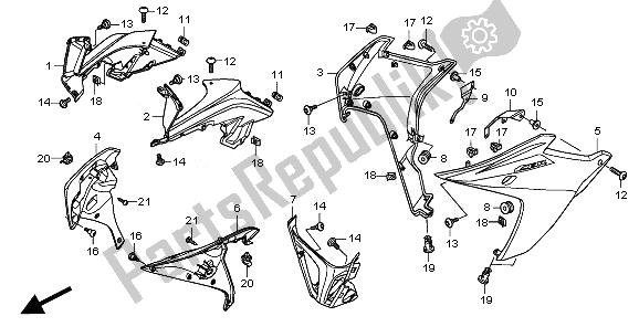 Alle onderdelen voor de Onderste Kap van de Honda CBR 600F 2011