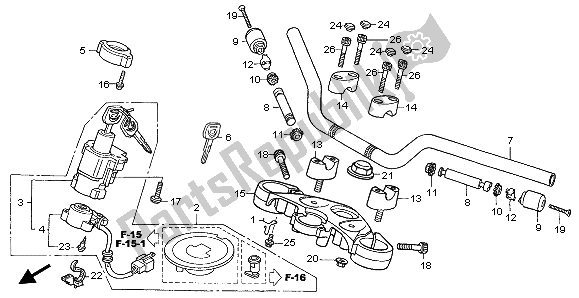 All parts for the Handle Pipe & Top Bridge of the Honda CBF 600 SA 2006