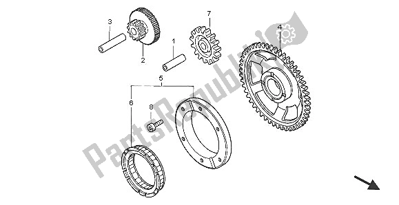 All parts for the Starting Clutch of the Honda FJS 600D 2005