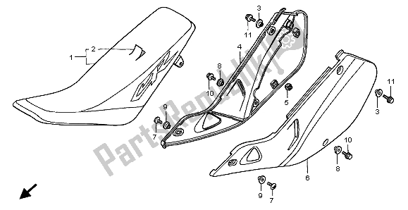 All parts for the Seat & Side Cover of the Honda CR 125R 1999