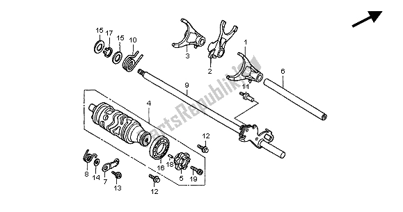 All parts for the Gearshift Drum of the Honda CBF 600S 2004