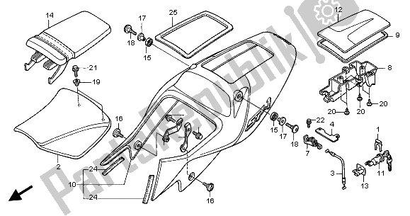 All parts for the Seat & Seat Cowl of the Honda VTR 1000 SP 2003