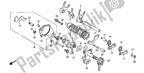 All parts for the Gearshift Drum of the Honda VFR 750F 1987