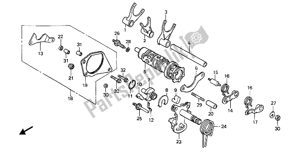 All parts for the Gearshift Drum of the Honda VFR 750F 1987