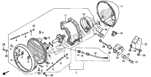 Alle onderdelen voor de Koplamp (eu) van de Honda VT 600 1992