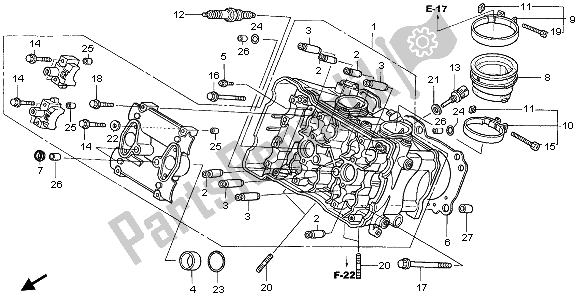 Alle onderdelen voor de Cilinderkop (voorzijde) van de Honda VFR 800A 2006