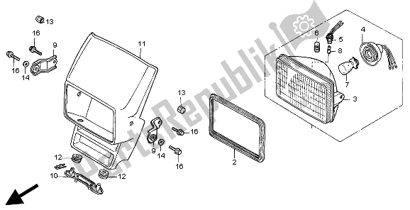 Tutte le parti per il Faro del Honda XR 600R 1995