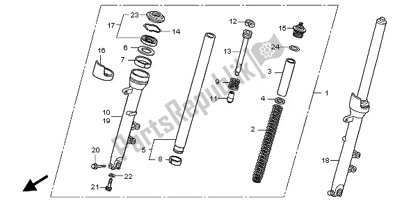 All parts for the Front Fork of the Honda CBF 600N 2010