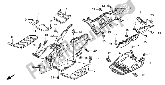 All parts for the Floor Step & Under Cover of the Honda FJS 600A 2006