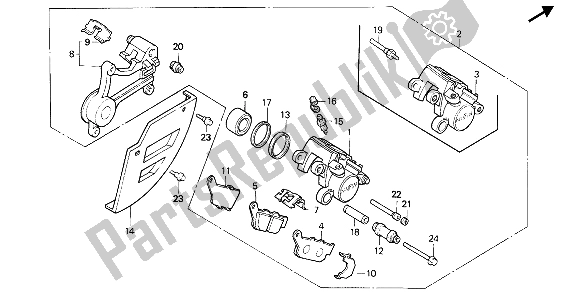 All parts for the Rearbrake Caliper of the Honda NX 650 1988