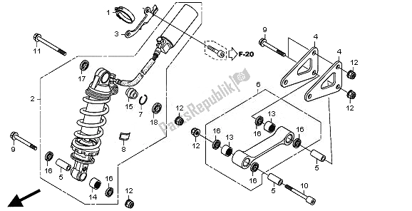 All parts for the Rear Cushion of the Honda CBR 600 RA 2011