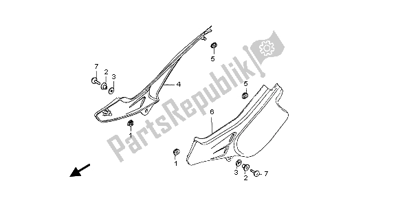 All parts for the Side Cover of the Honda NX 650 1999